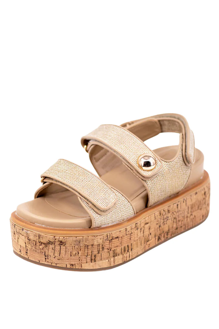 Lucille Platform Gold Woven Sandal