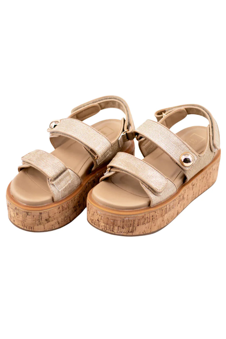 Lucille Platform Gold Woven Sandal