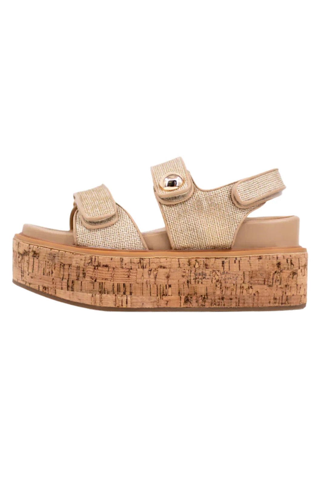 Lucille Platform Gold Woven Sandal