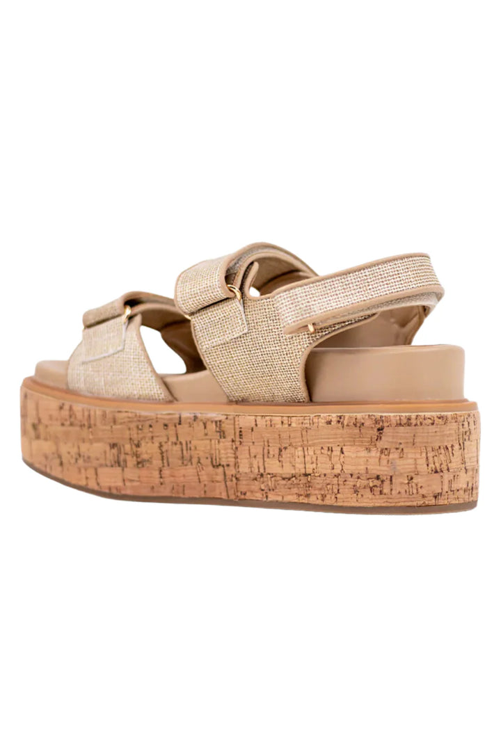 Lucille Platform Gold Woven Sandal