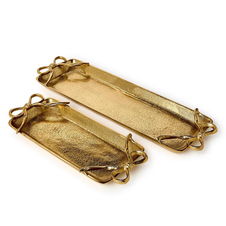 Two’s Company Gold Bow Handled Serving Trays