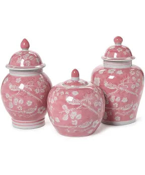 Two”s Company Pink Chinoiserie Jars