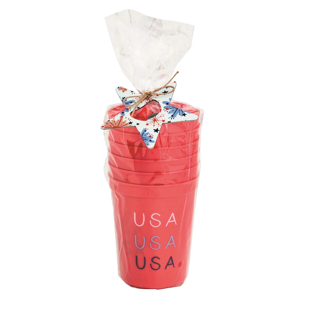 Mud Pie Red Americana Party Cup Set