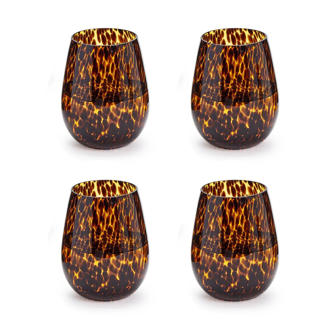 Tortoise Print Stemless Wine
Glass