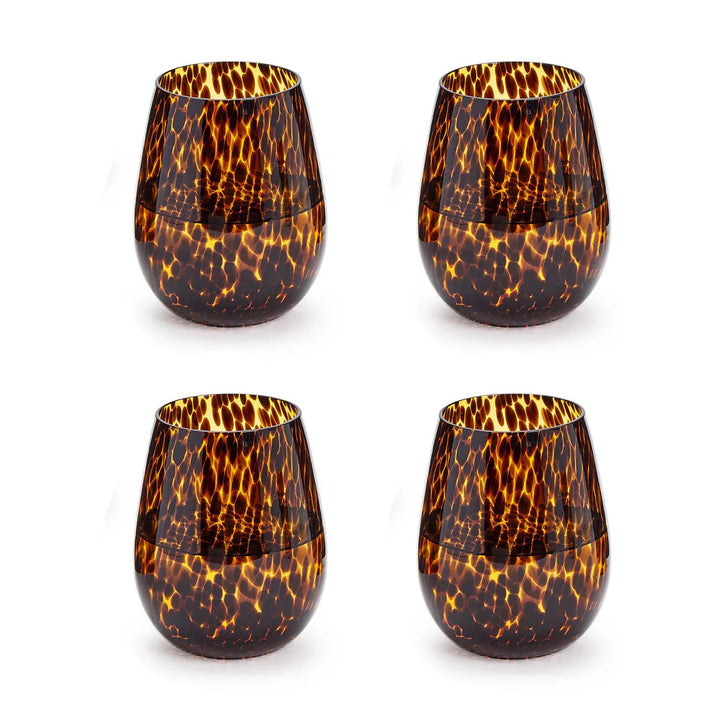 Tortoise Print Stemless Wine
Glass