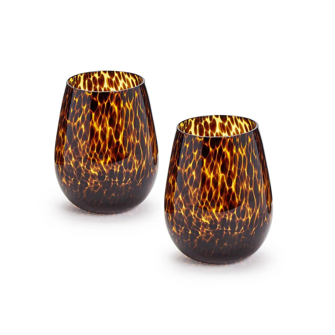 Tortoise Print Stemless Wine
Glass