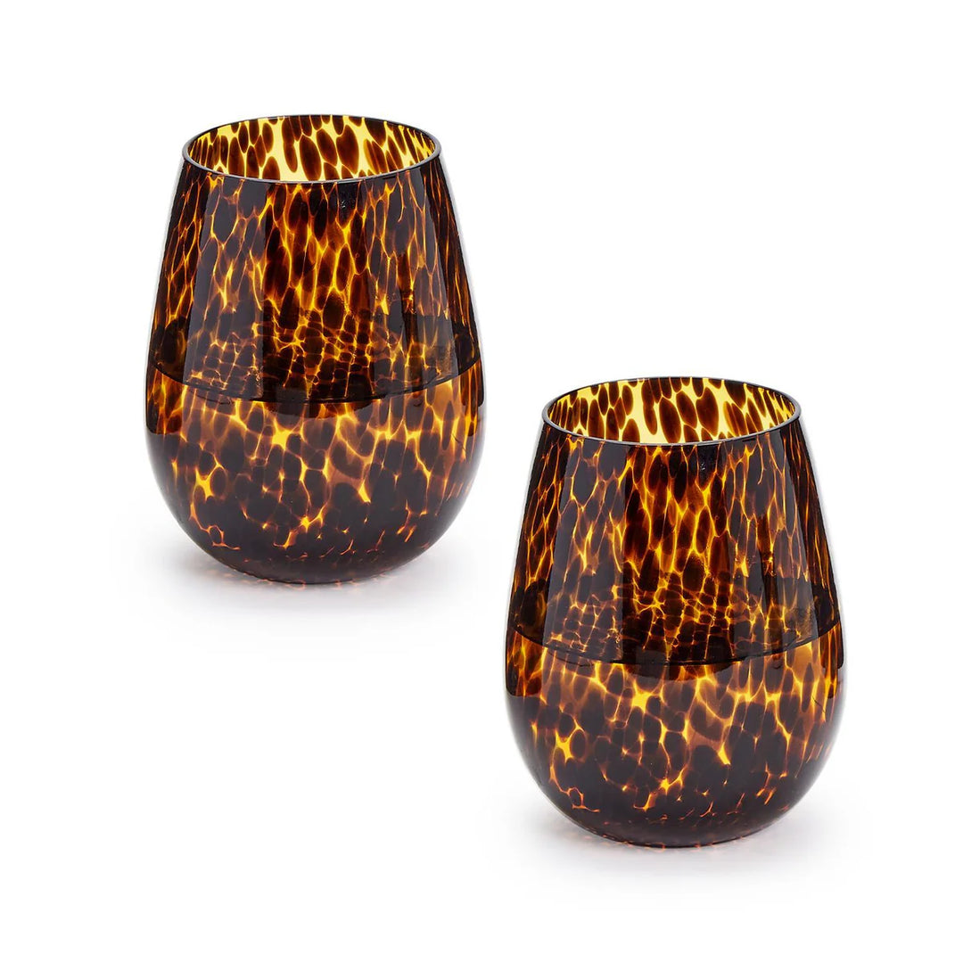 Tortoise Print Stemless Wine
Glass