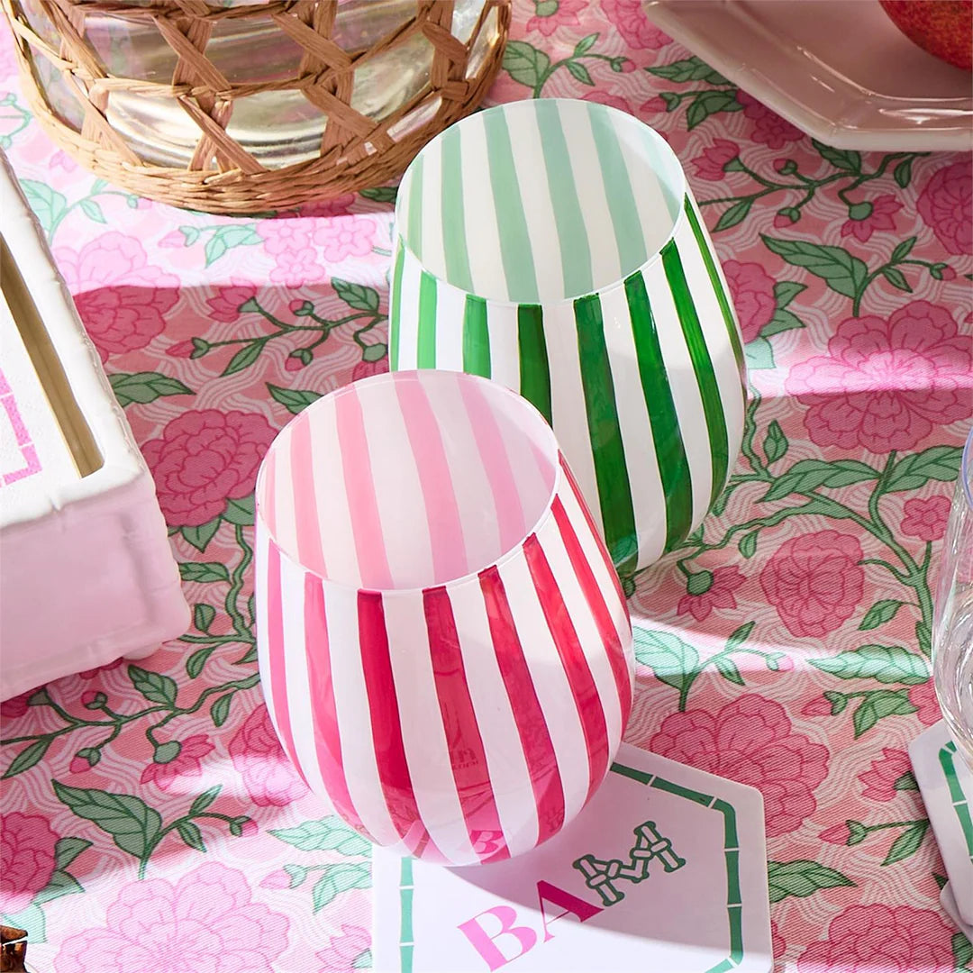 Stripe Hand-painted Stemless Wine Glass