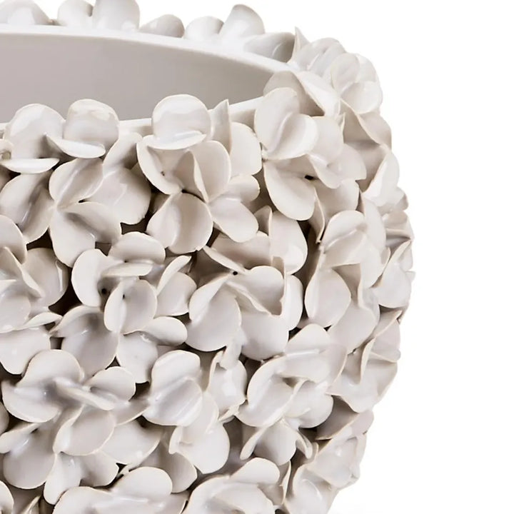 Hydrangea Ceramic White Planter 12"