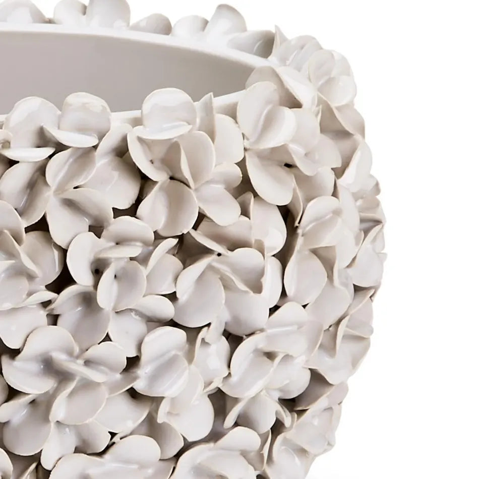 Hydrangea Ceramic White Planter 12"
