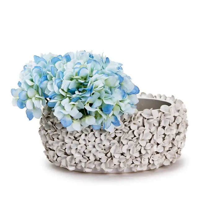 Hydrangea Ceramic White Planter 12"