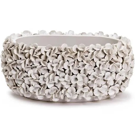 Hydrangea Ceramic White Planter 12"