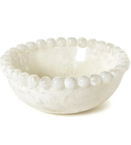 MODERN POP WHITE BEADED RIM BOWL (FOOD SAFE AND DISHWASHER SAFE) - RESIN