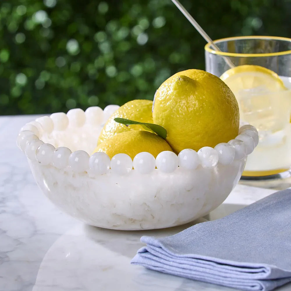 MODERN POP WHITE BEADED RIM BOWL (FOOD SAFE AND DISHWASHER SAFE) - RESIN