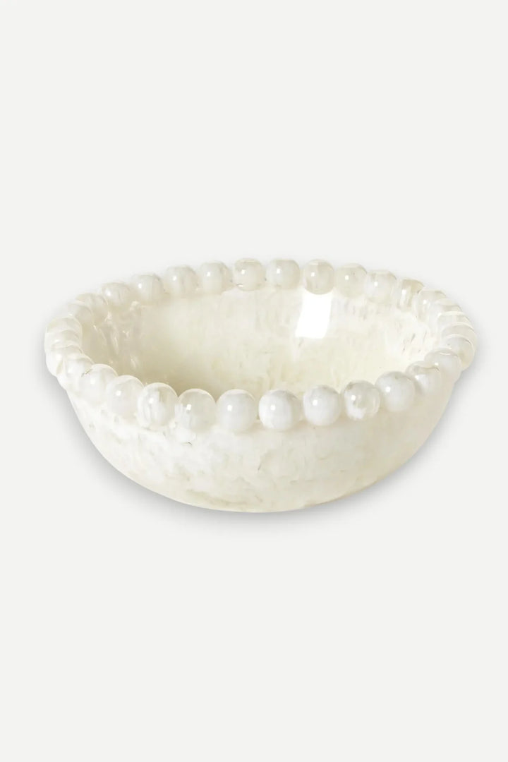 MODERN POP WHITE BEADED RIM BOWL (FOOD SAFE AND DISHWASHER SAFE) - RESIN