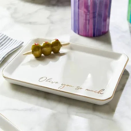 Icon Trinket Tray with Saying in a Gift Box (Olive You So Much)