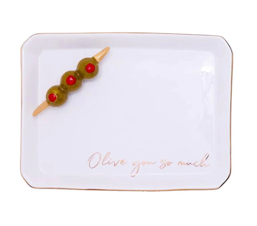 Icon Trinket Tray with Saying in a Gift Box (Olive You So Much)