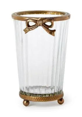 Antique Gold Glass Vase with Bow Accent by Twos Company