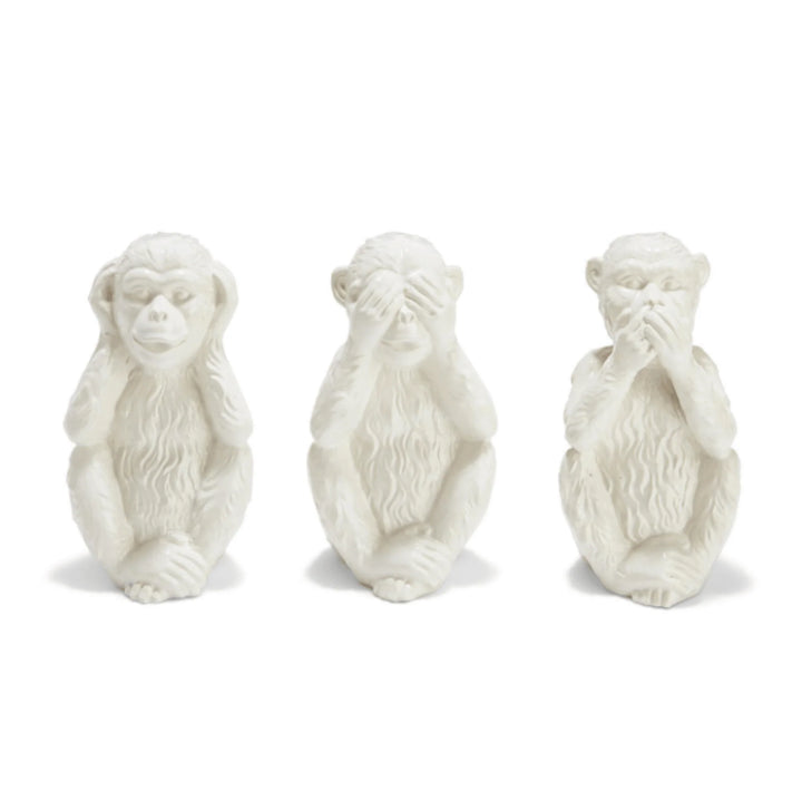 Set of 3 Decorative White Porcelain No Evil Monkeys