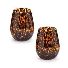 Tortoise Print Stemless Wine
Glass
