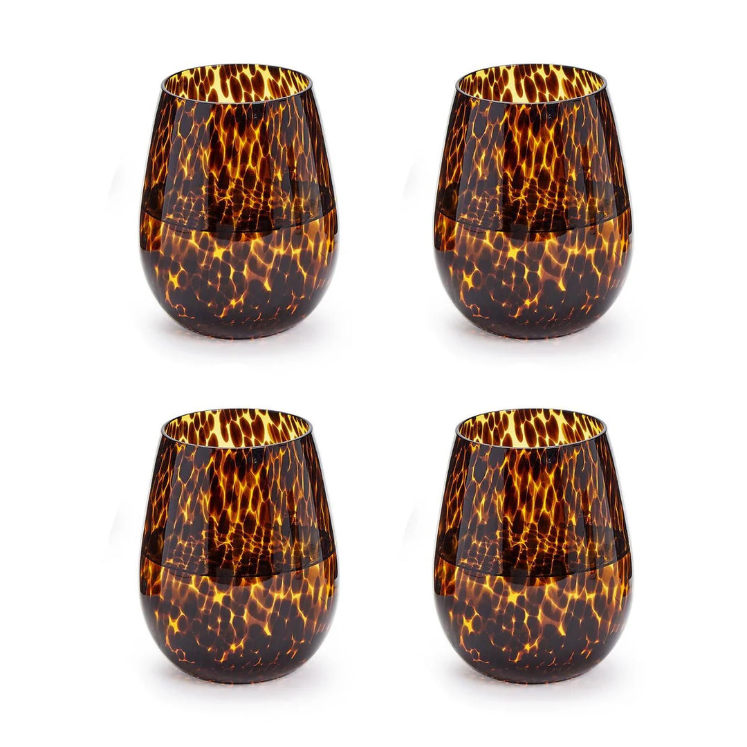 Tortoise Print Stemless Wine
Glass