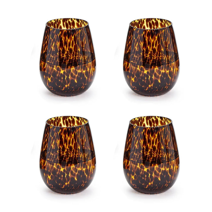Tortoise Print Stemless Wine
Glass
