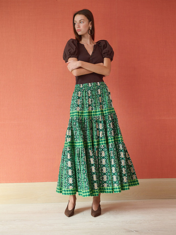 Garland Green Tiered Maxi Skirt