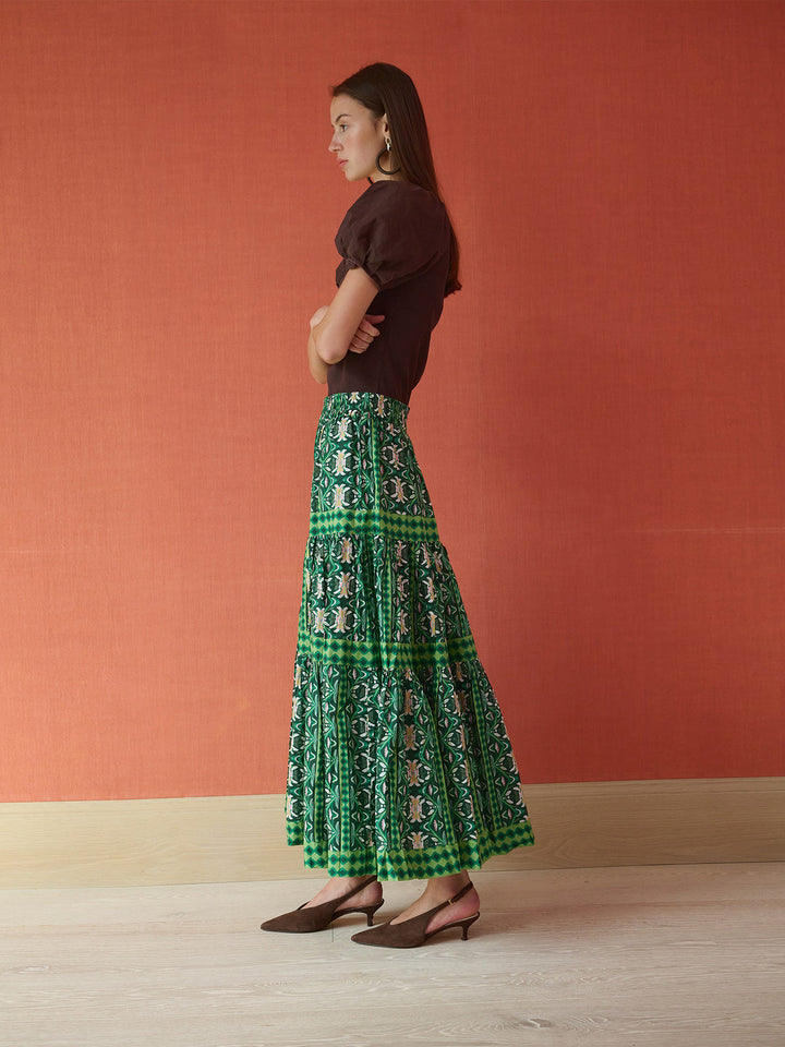 Garland Green Tiered Maxi Skirt