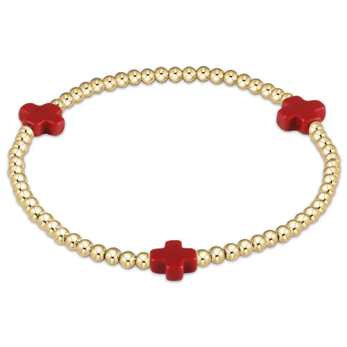 Enewton Cross Small Signature Gold Pattern 2mm Bead Bracelet