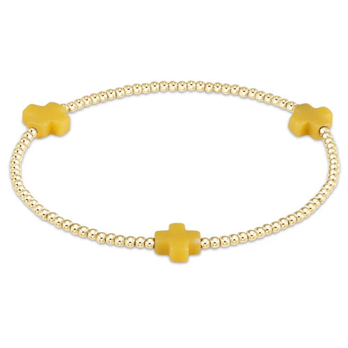 Enewton Cross Small Signature Gold Pattern 2mm Bead Bracelet