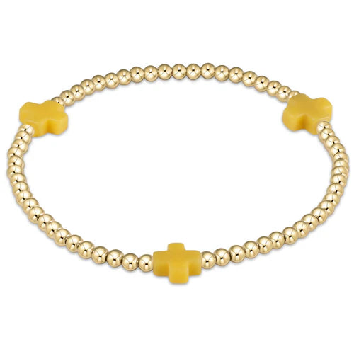 Enewton Signature Cross Gold Pattern 3mm Bead Bracelet