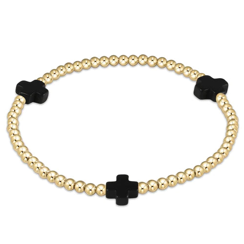 Enewton Signature Cross Gold Pattern 3mm Bead Bracelet