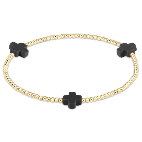 Enewton Cross Small Signature Gold Pattern 2mm Bead Bracelet