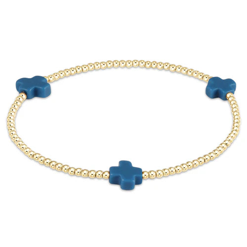 Enewton Signature Cross Gold Pattern 2mm Bead Bracelet