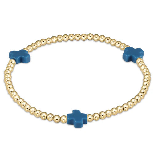 Enewton Signature Cross Gold Pattern 3mm Bead Bracelet