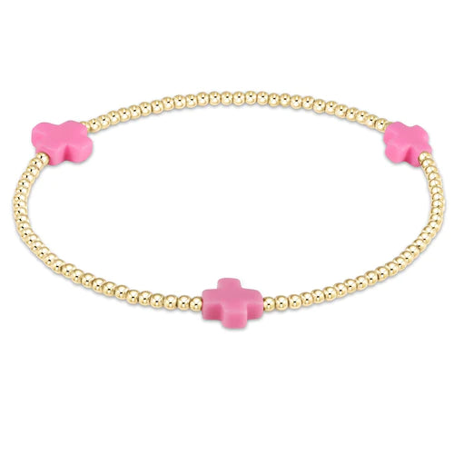 Enewton Signature Cross Gold Pattern 2mm Bead Bracelet