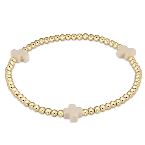 egirl sigature cross gold pattern 3mm bead bracelet