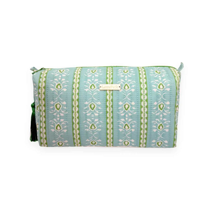 Laura Park Designs Rosemary Stripe Blue Signature Large Cosmetic Bag