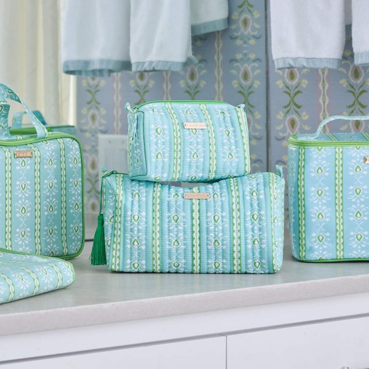 Laura Park Designs Rosemary Stripe Blue Signature Large Cosmetic Bag