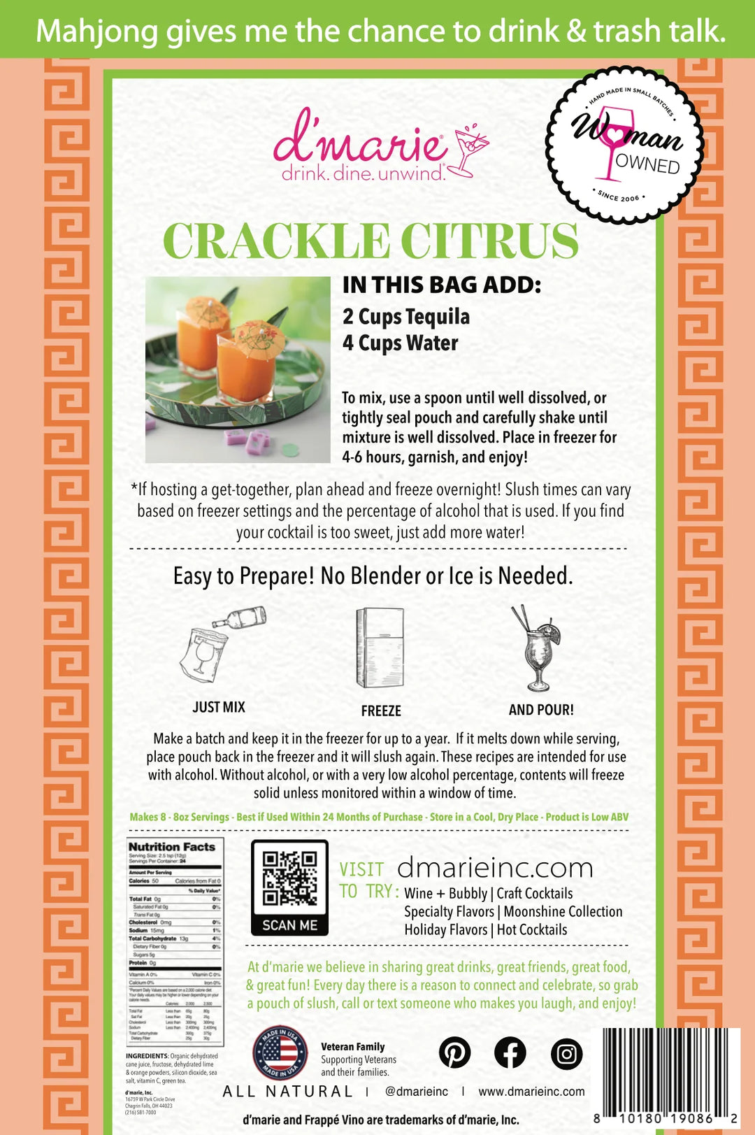 Crackle Citrus Mahjong Cocktail - Ready-To-Freeze Cocktail Mix