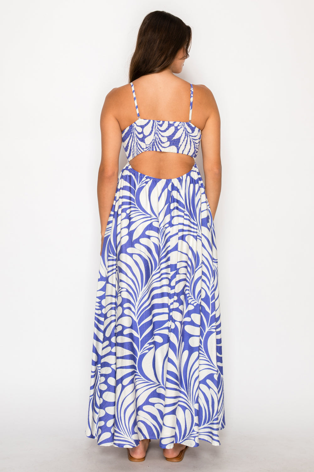 CYCLADIC PALM MAXI DRESS