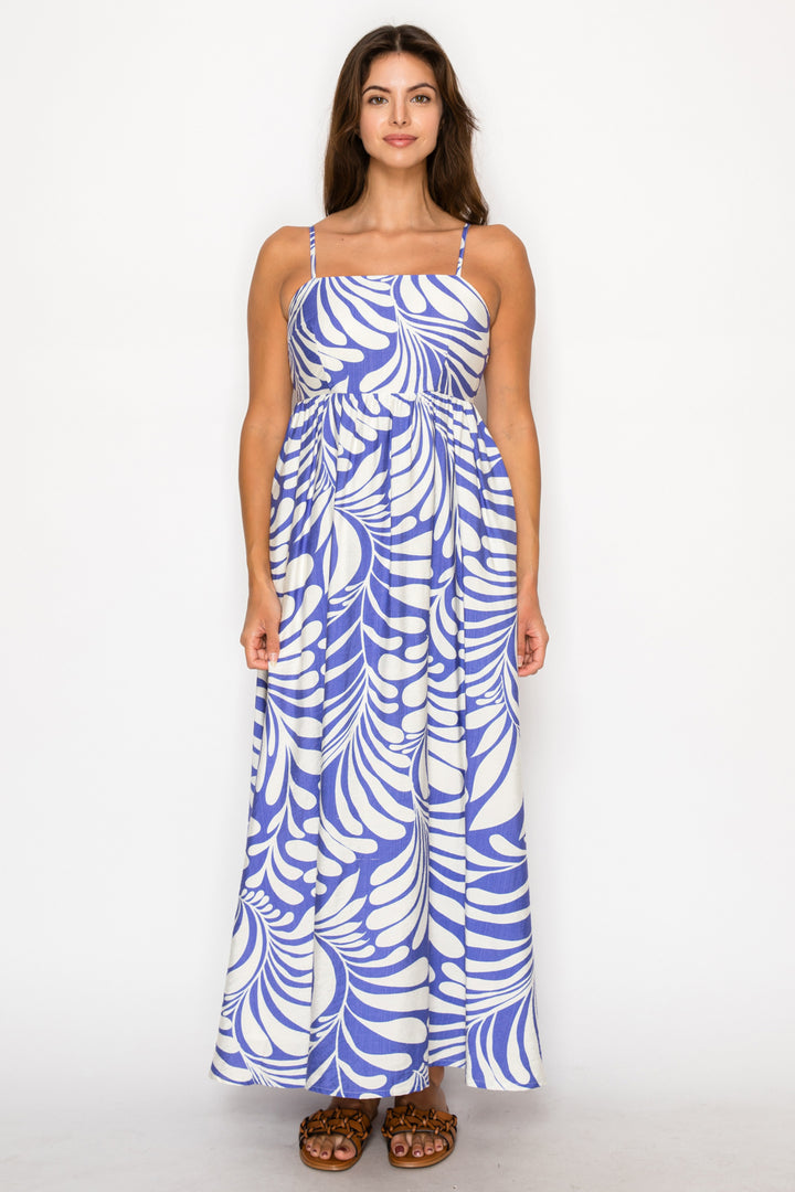 CYCLADIC PALM MAXI DRESS