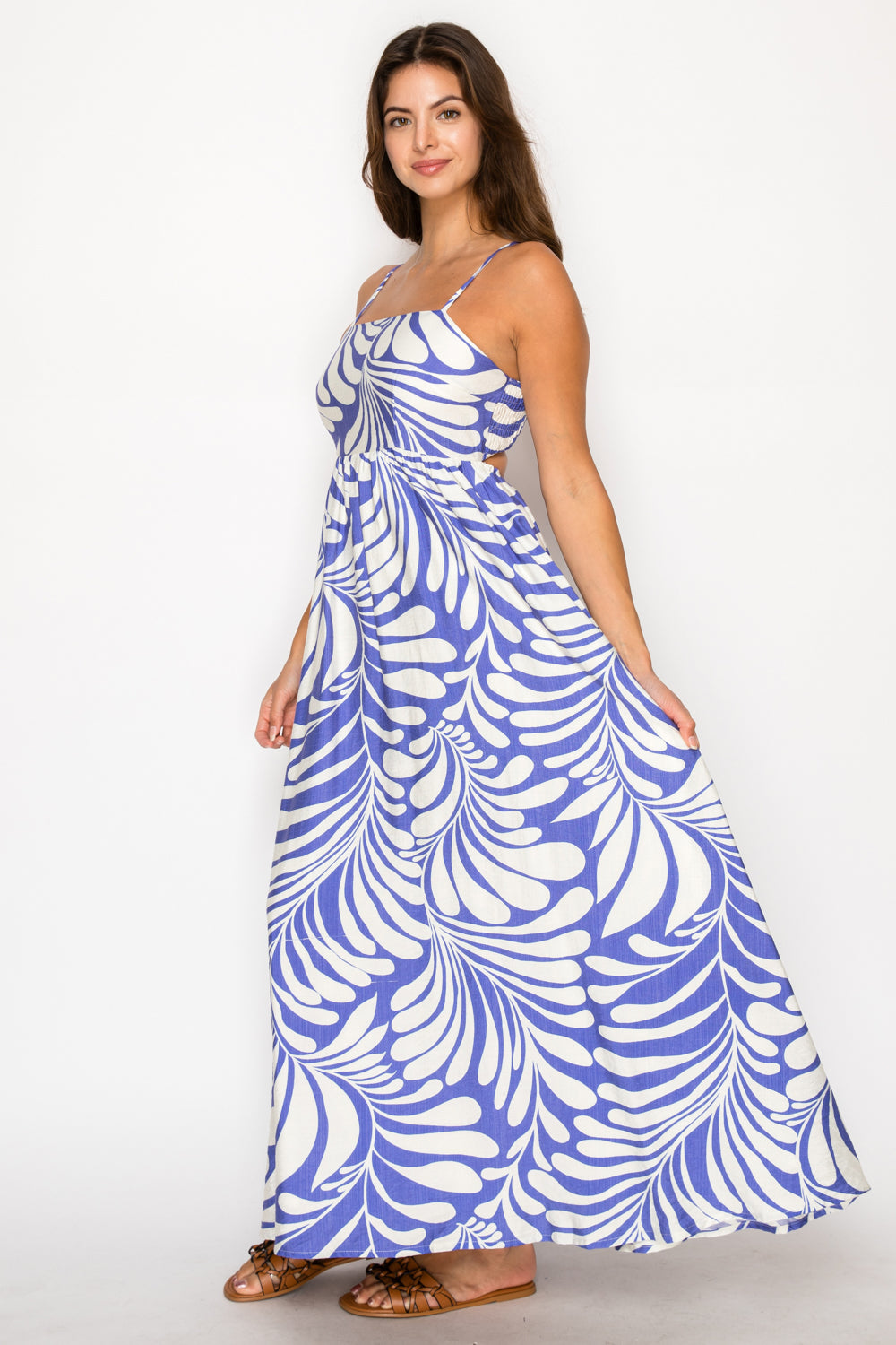 CYCLADIC PALM MAXI DRESS