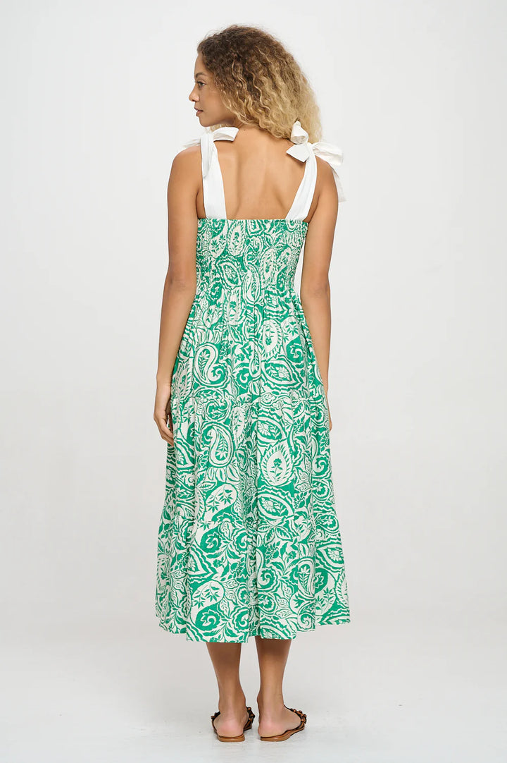 Verdant Paisley Tie Strap Maxi Dress