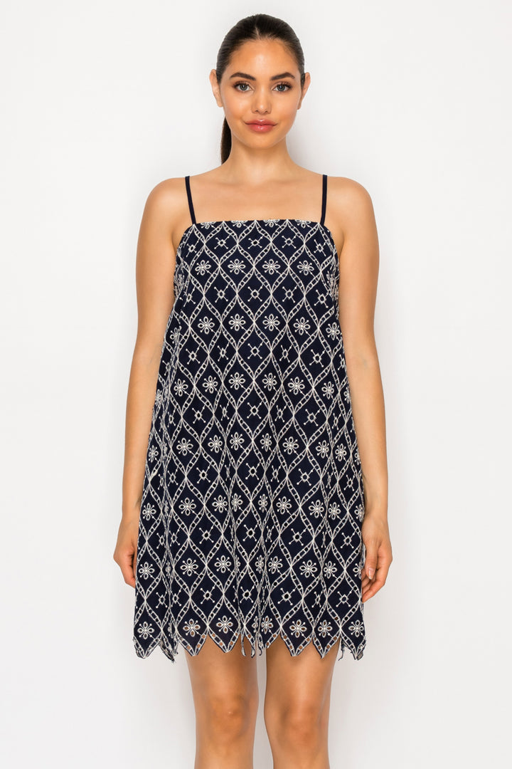 SELENE'S EMBROIDERY MINI DRESS