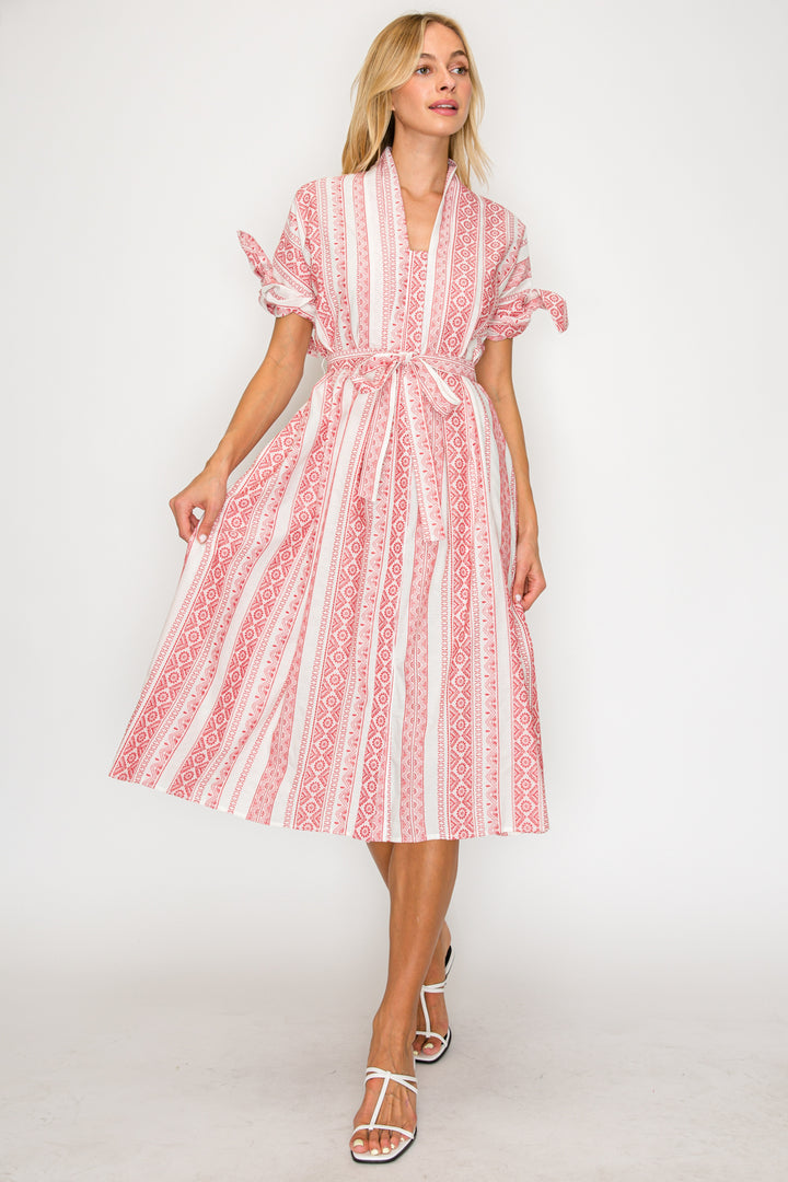 CRIMSON WEAVE SHIRT MIDI DRESS