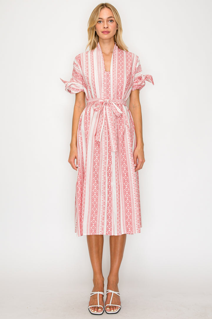 CRIMSON WEAVE SHIRT MIDI DRESS