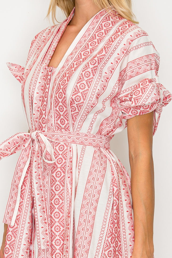 CRIMSON WEAVE SHIRT MIDI DRESS