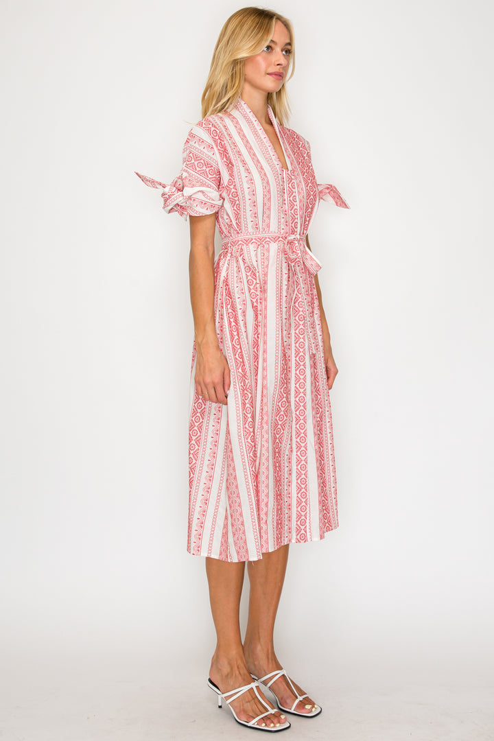 CRIMSON WEAVE SHIRT MIDI DRESS