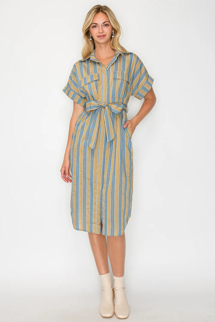 Hazel Fall Stripe Midi Dress